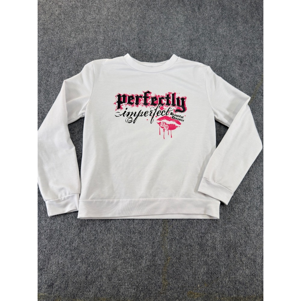 Beautiful Disaster Perfectly Imperfect Graphic Sweatshirt White Size S